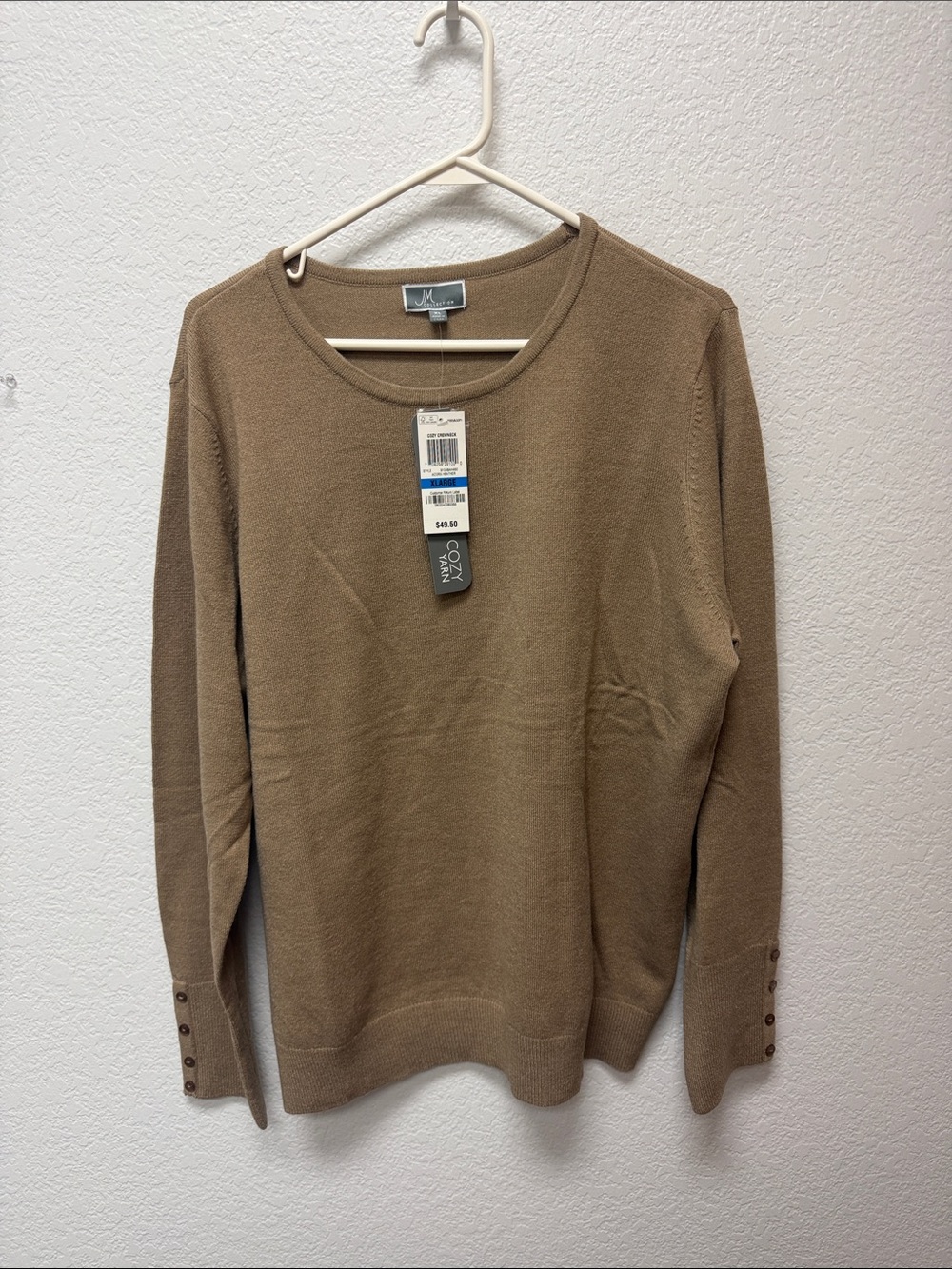 Macy's Women's Long Sleeve Crewneck Sweater in Camel
